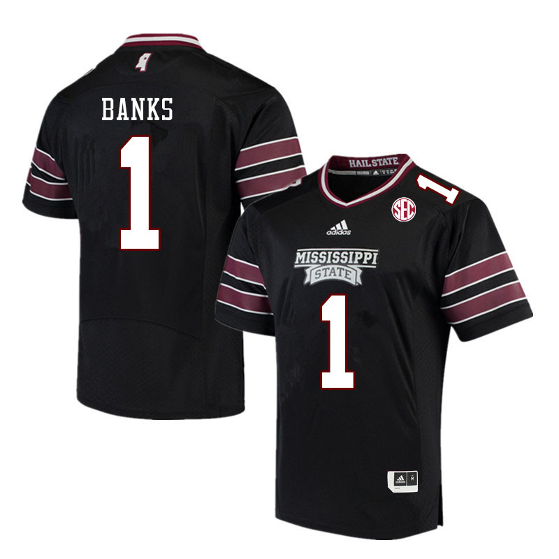 Men #1 Marcus Banks Mississippi State Bulldogs College Football Jerseys Sale-Black - Click Image to Close
